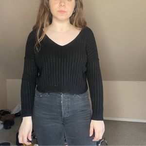 Lack cropped v neck sweater